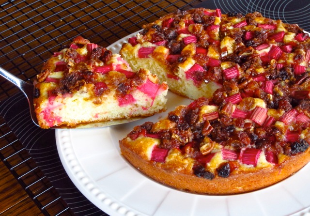 Rhubarb Cake with Sultana-Nut Topping myfavouritepastime.com