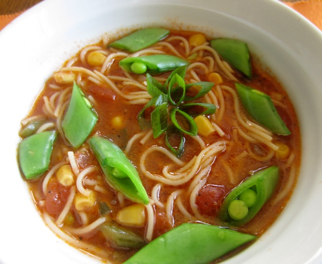 Tomato Corn Pasta Soup with Sugar Snap Peas_7675