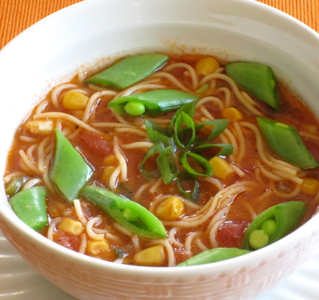 Tomato Corn Pasta Soup with Sugar Snap Peas_7682