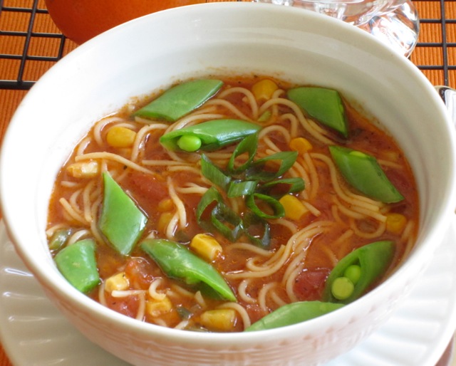 Tomato Corn Pasta Soup with Sugar Snap Peas_7686_2