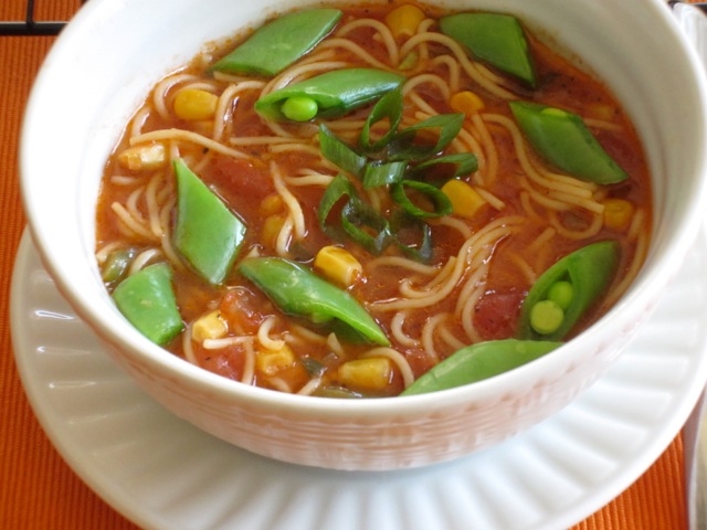 Tomato Corn Pasta Soup with Sugar Snap Peas_7688
