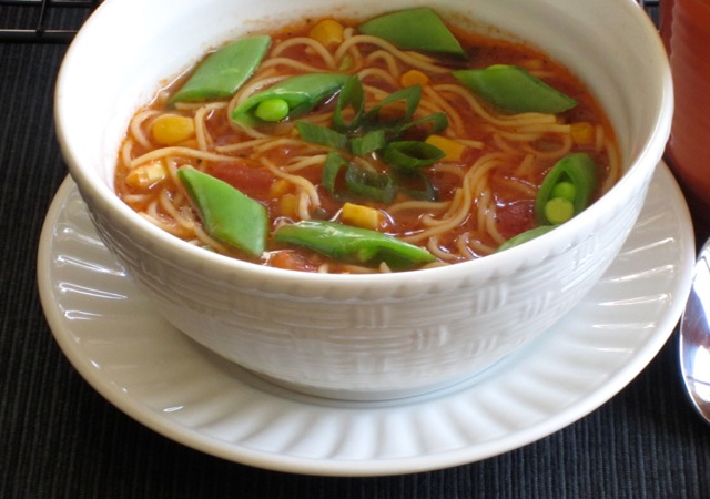 Tomato Corn Pasta Soup with Sugar Snap Peas_7709