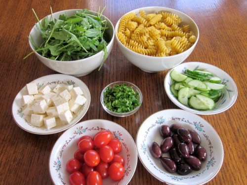 Pasta Salad with Tomatoes, Arugula and Feta myfavouritepastime.com_7603