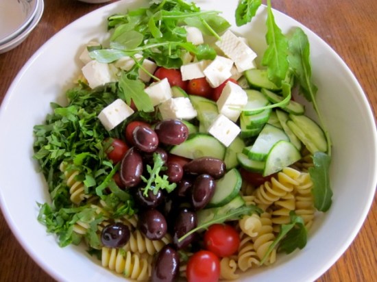 Pasta Salad with Tomatoes, Arugula and Feta myfavouritepastime.com_7611