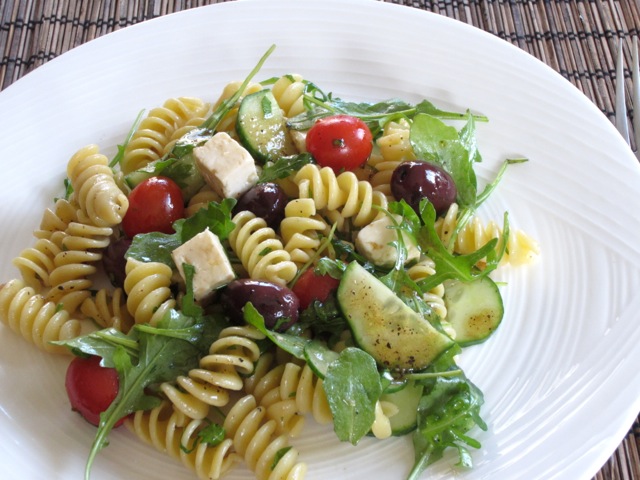 Pasta Salad with Tomatoes, Arugula and Feta myfavouritepastime.com_8655