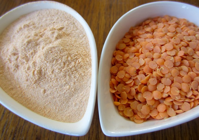 Organic Red Split Lentil Flour, Canada, on the left (Red Split Lentil, Right) Organic Red Split Lentil Flour, Canada, on the left (Red Split Lentil, Right)