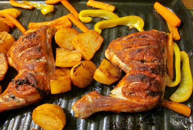 Tandoori Chicken Legs with Potatoes and Capsicum myfavouritepastime.com