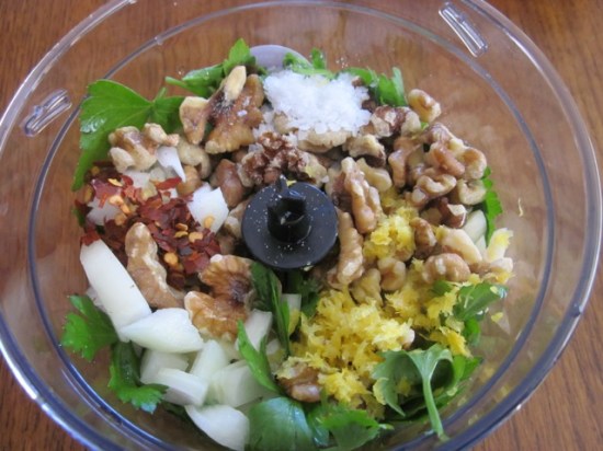 Arugula Cilantro Parsley Pesto with Walnuts myfavouritepastime.com