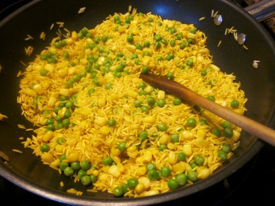 Basmati Rice with Corn and Peas myfavouritepastime.com