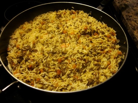 Rice with Ground Beef and Carrots myfavouritepastime.com
