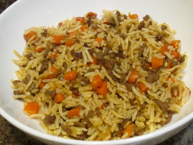 Rice with Ground Beef and Carrots myfavouritepastime.com