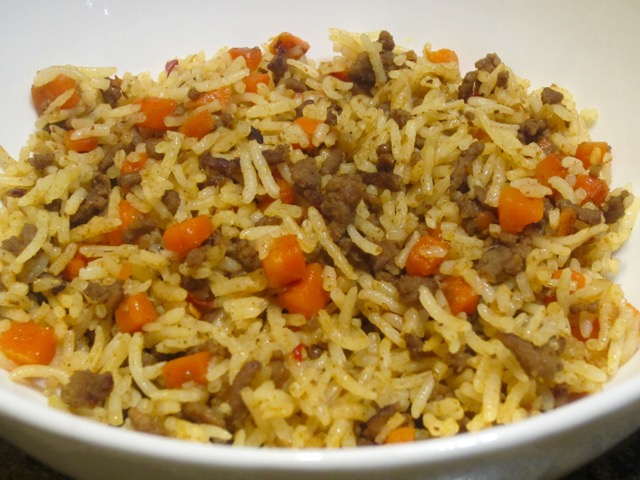 Rice with Ground Beef and Carrots myfavouritepastime.com