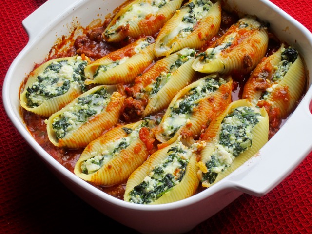 Ricotta Stuffed Shells with Bolognese Sauce myfavouritepastime.com