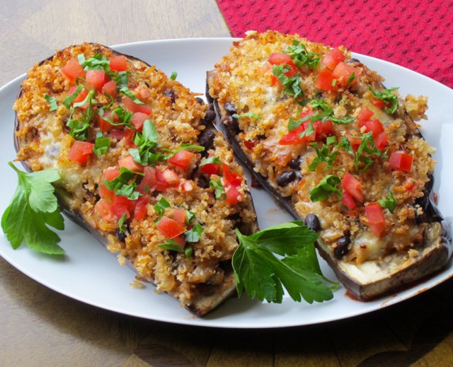 Stuffed Eggplant with Rice and Black beans myfavouritepastime.com