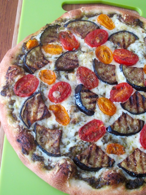 Grilled Eggplant Parmesan and Tomato Pizza myfavouritepastime.com