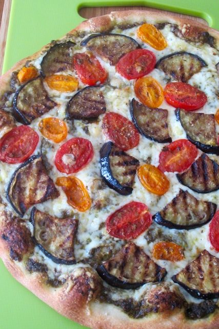 Grilled Eggplant Parmesan and Tomato Pizza myfavouritepastime.com