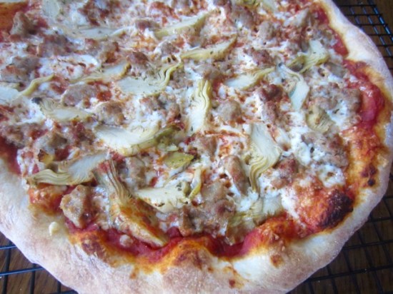 Sausage and Artichoke Pizza myfavouritepastime.com