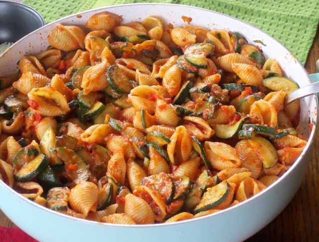 Pasta with Zucchini in Creamy Tomato Sauce myfavouritepastime.com